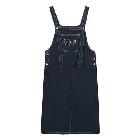  summer casual and loose style for fat girls, new large size age-reducing and slimming denim suspender dress