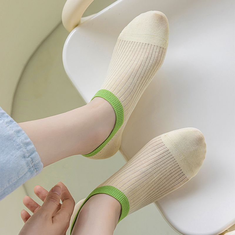 薄款纯色棉袜子女短筒夏季防滑不掉跟短袜日系可爱浅口隐形袜船袜
