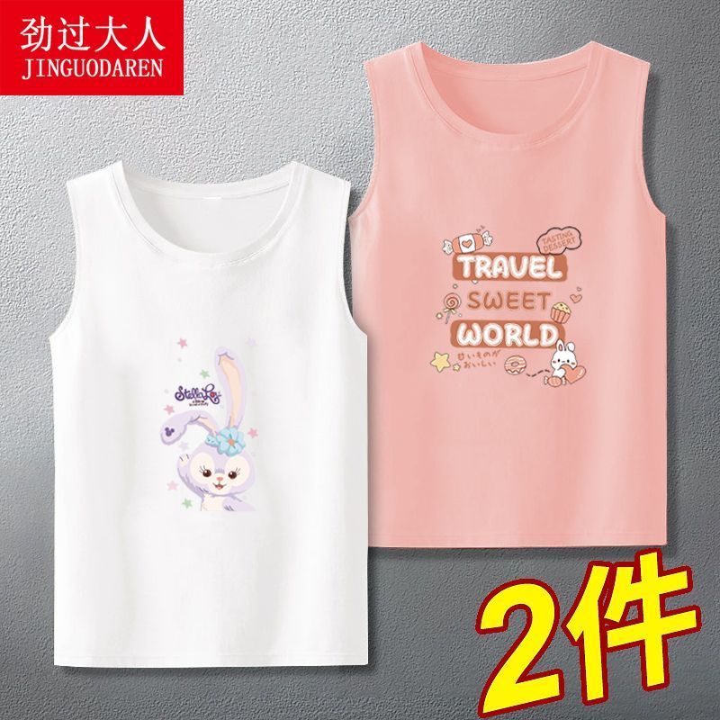 Pure cotton children's sleeveless vest T-shirt girls' bottoming shirt summer wear trendy outer wear children's clothing cartoon top 1/2 piece