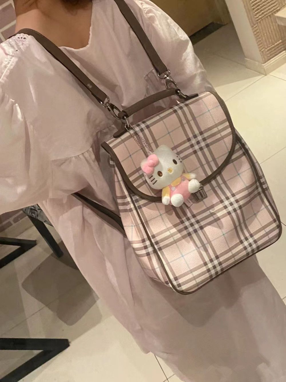  new college style retro classic all-match ins blogger backpack backpack school bag plaid female bag campus