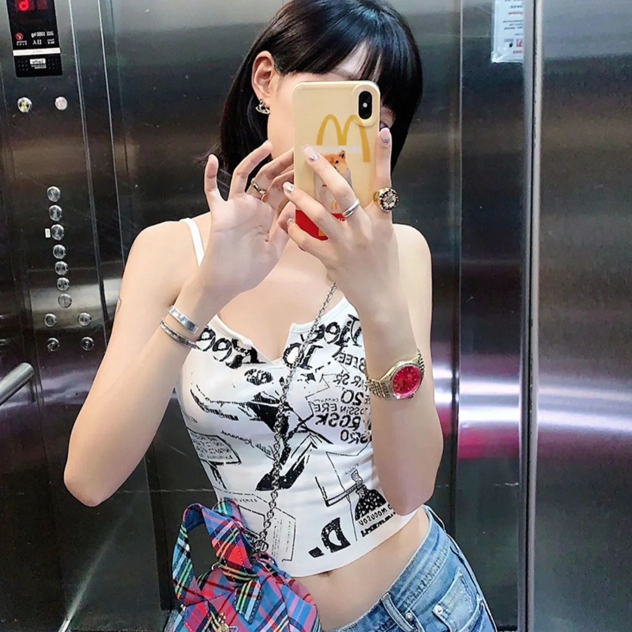 性感辣妹卡通字母吊帶背心女夏季短款修身顯瘦別致休閒百搭上衣潮
