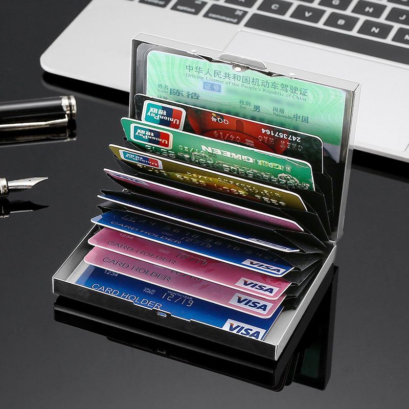 高档不锈钢卡包男女金属超薄防消磁小巧卡盒防盗刷银行卡套卡片夹