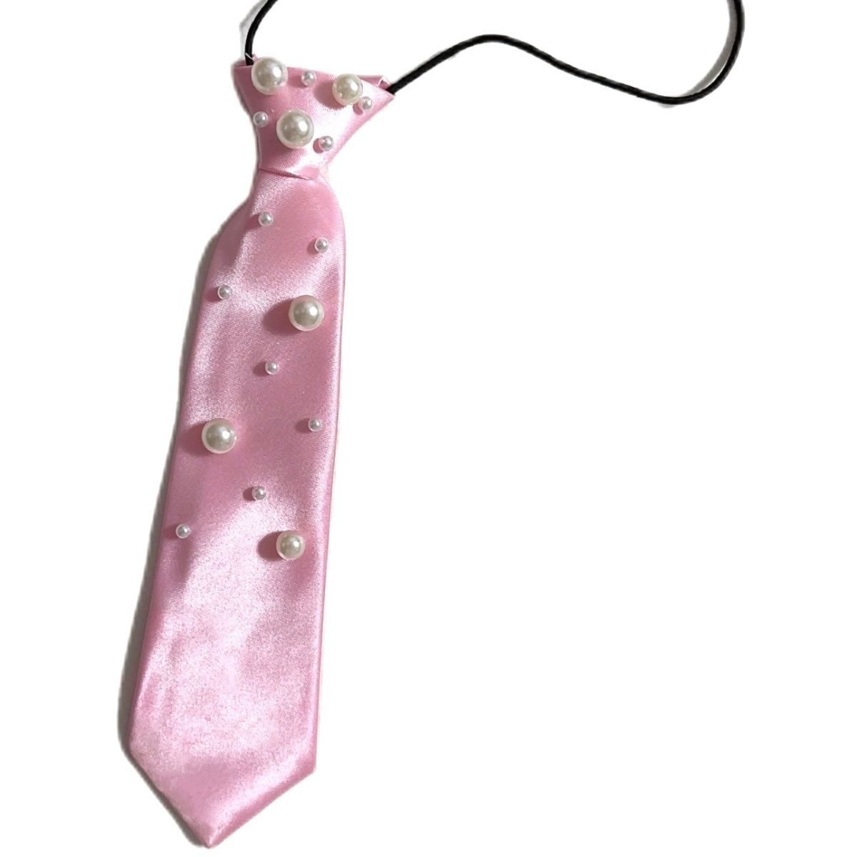 Pink Tie Female Shirt Decorative Handmade Flower Pearl Necktie Personalized College Style Small Fragrant Pearl Chain_voghion.com