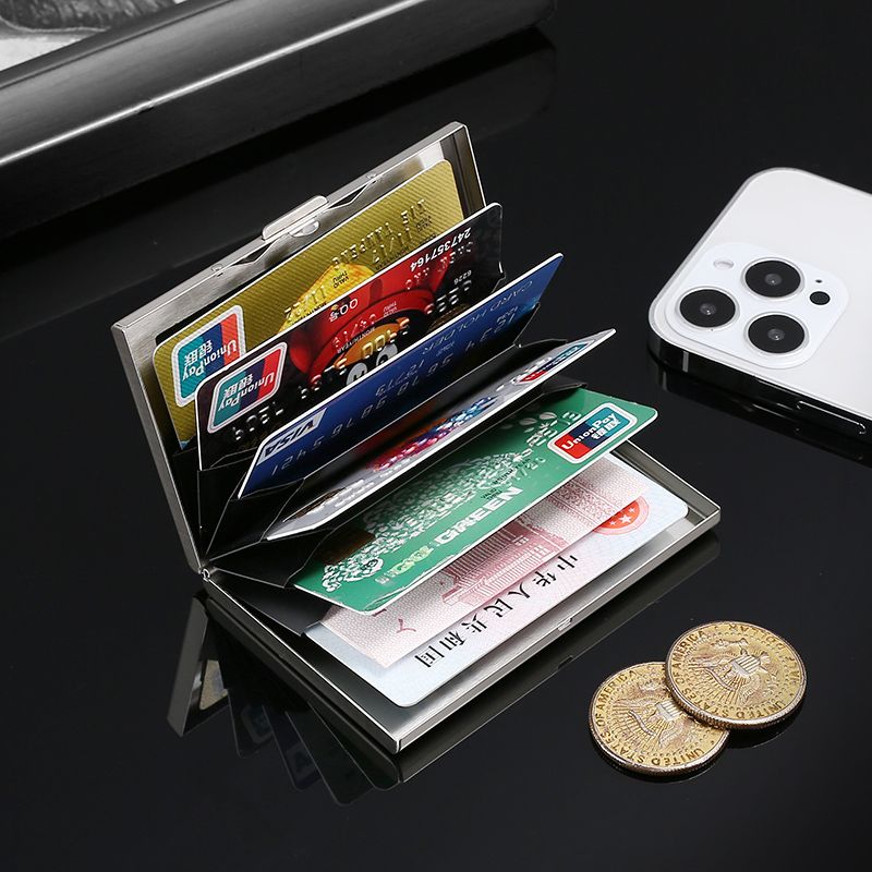 高档不锈钢卡包男女金属超薄防消磁小巧卡盒防盗刷银行卡套卡片夹