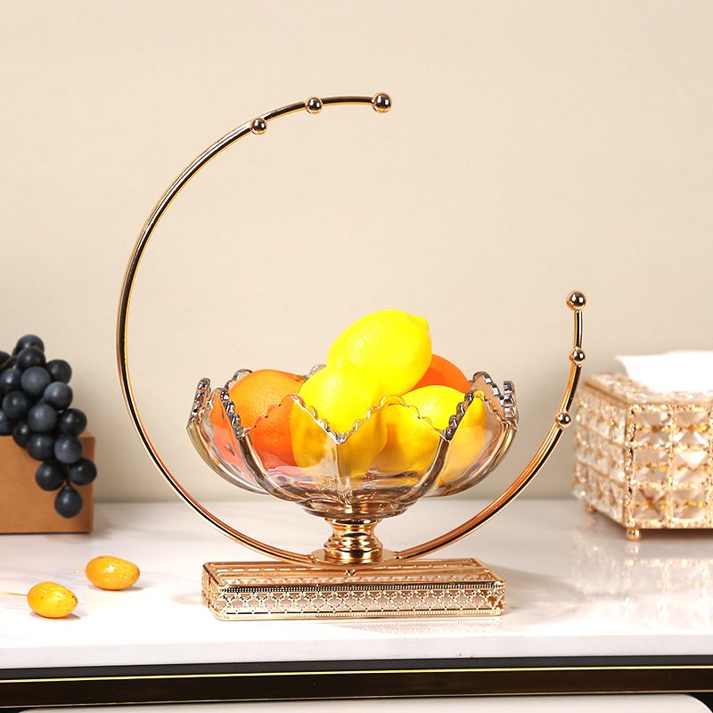 Beautiful Moon Fruit Plate Crystal Glass French Gold Exquisite Light Luxury Internet Celebrity Home Living Room Coffee Table Front Desk Snack Tray