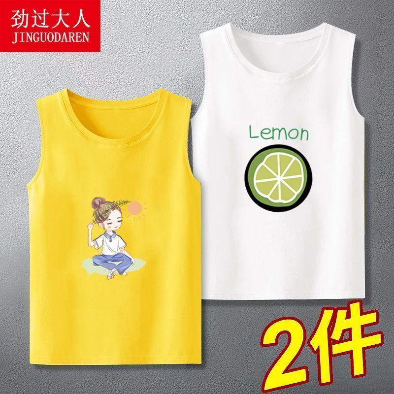 Pure cotton children's sleeveless vest T-shirt girls' bottoming shirt summer wear trendy outer wear children's clothing cartoon top 1/2 piece