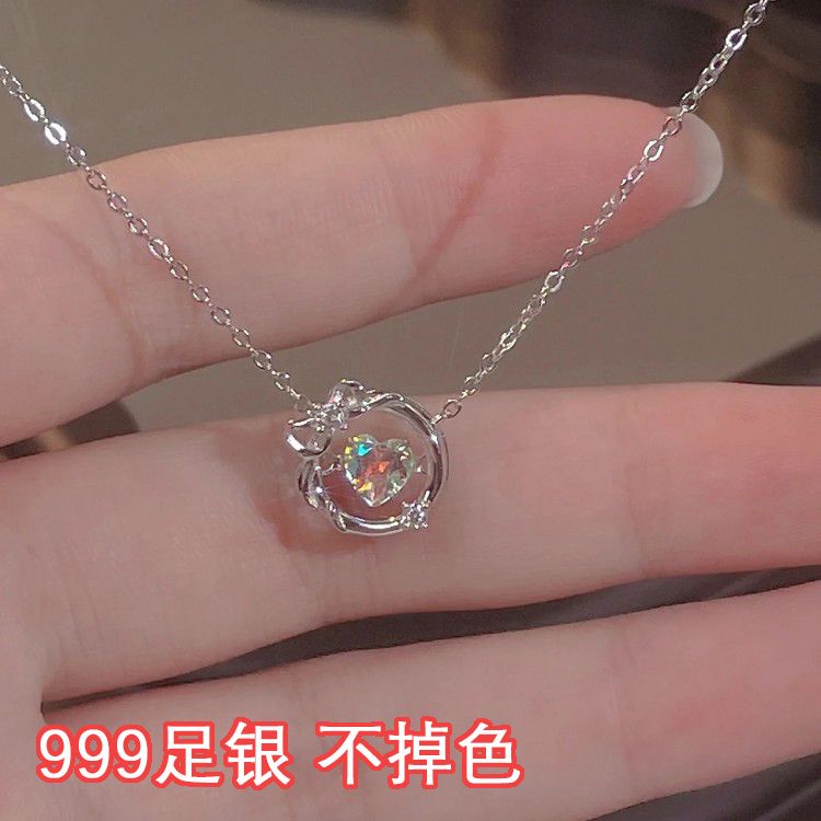 999銀項鍊溫變色項鍊魔法蘋果可愛心形小女生不掉色鎖骨鏈送女友