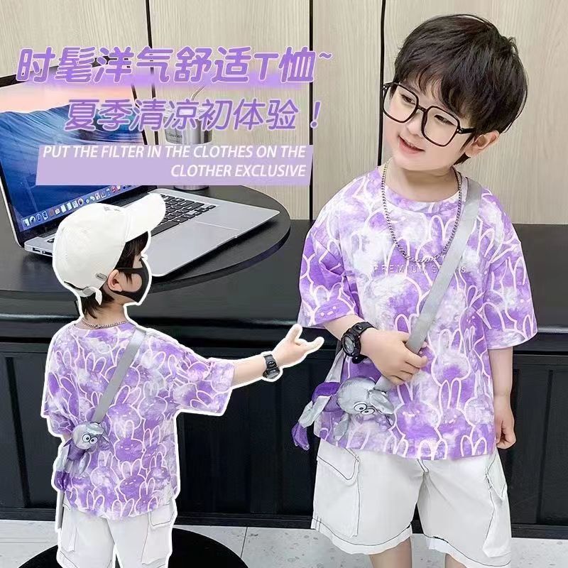 Little boys summer clothes 2023 new style t-shirt baby short-sleeved summer children's clothes pure cotton tops Korean version 1-7 years old