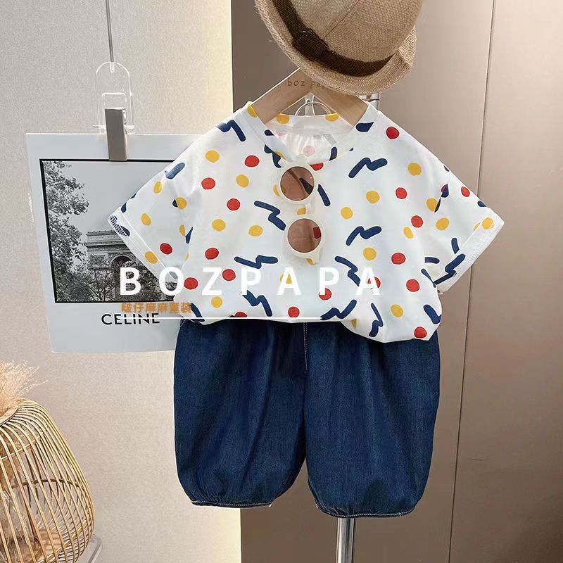 Little boys summer clothes  new style t-shirt baby short-sleeved summer children's clothes pure cotton tops Korean version 1-7 years old