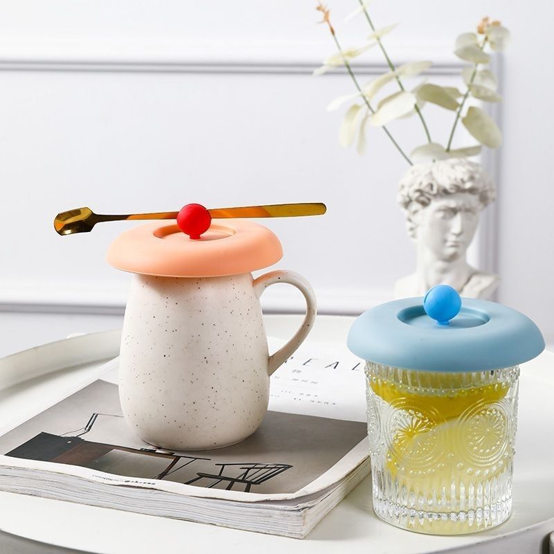 硅胶杯盖通用圆形防尘陶瓷茶杯水杯配件创意可爱马克杯陶瓷杯