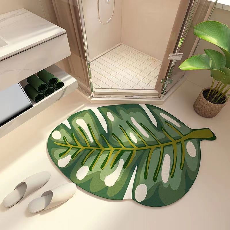 北欧绿植浴室脚垫卫生间吸水地垫家用异形门垫吸水防滑硅藻泥地毯
