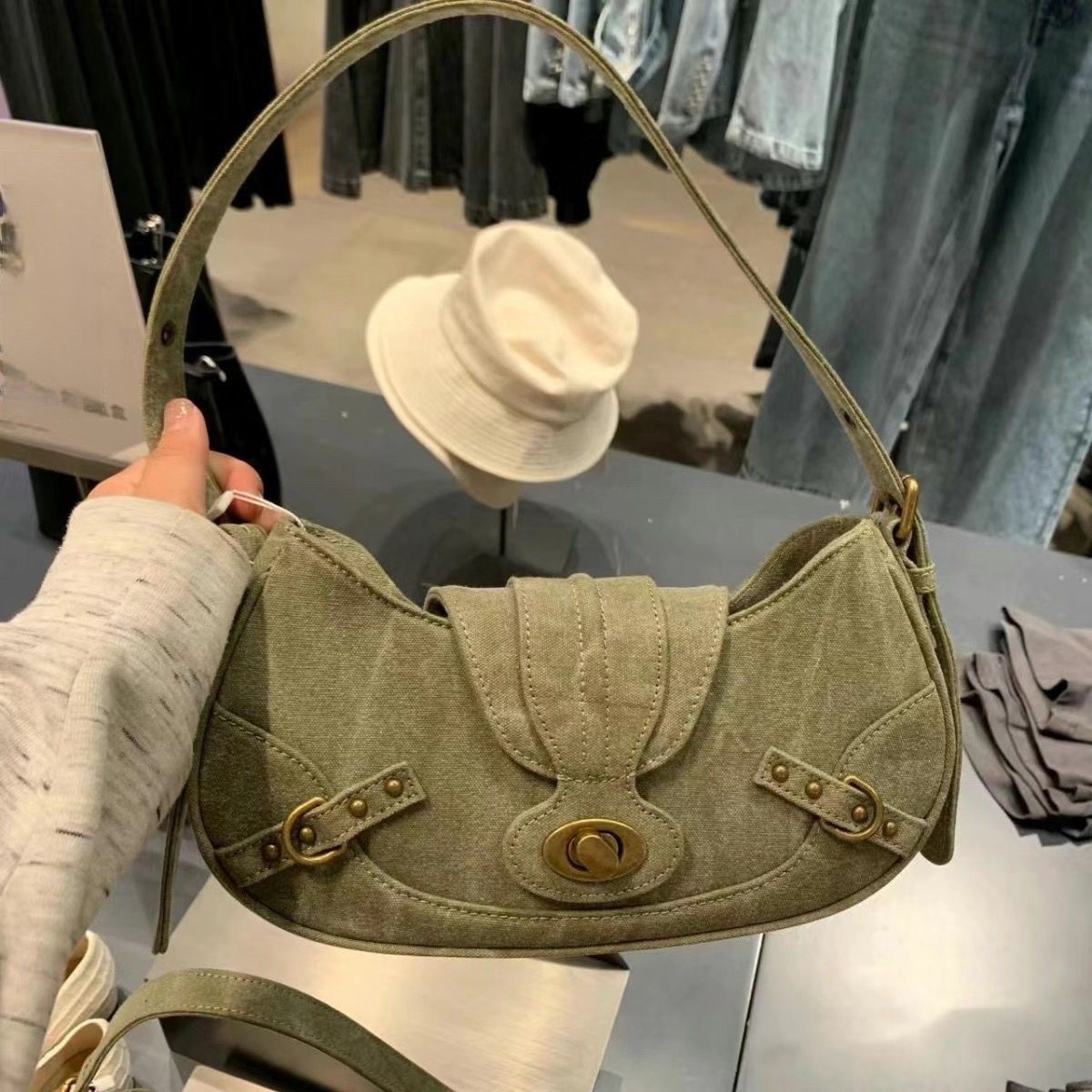 Underarm Bag Retro Hot Girl Wasteland Style Summer Bag Women 2024 New Versatile Crossbody Canvas Bag Horse...