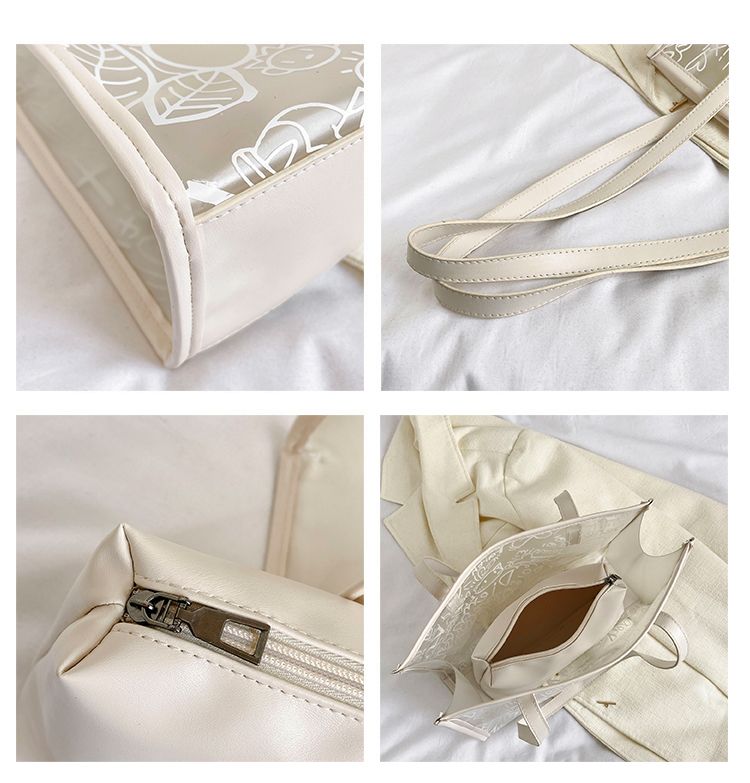 Summer Fashion All-Match Bag Women'S New High-Quality Texture Transparent Tote Bag Large Capacity Shoulder Commuter Bag