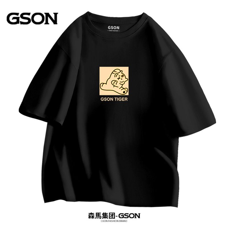 GSON短袖t恤男2023夏季新款純棉寬鬆體恤運動情侶款夏裝