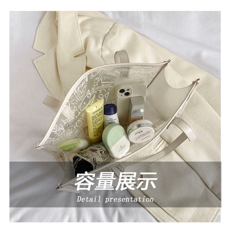 Summer Fashion All-Match Bag Women'S New High-Quality Texture Transparent Tote Bag Large Capacity Shoulder Commuter Bag