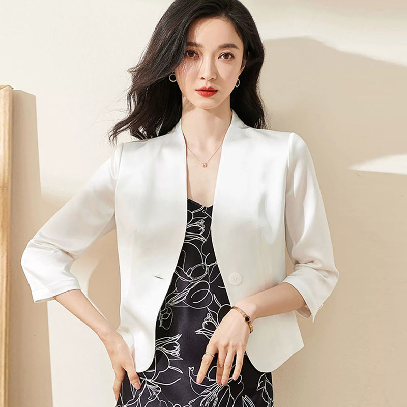 2023 new Korean style temperament three-quarter sleeve blazer women's summer thin high-end professional small suit top