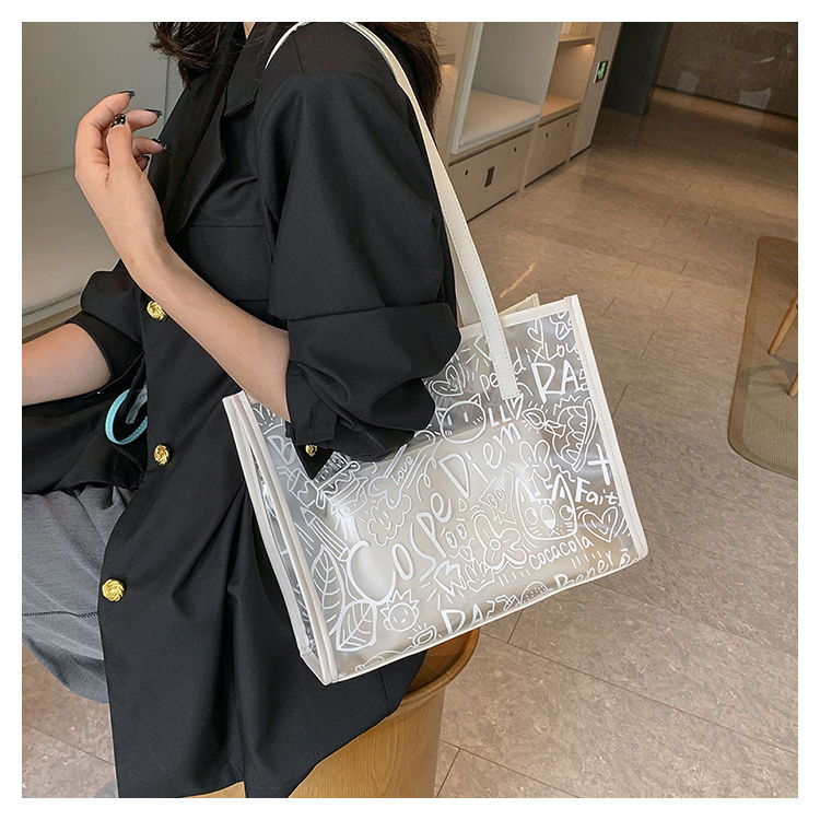 Summer Fashion All-Match Bag Women'S New High-Quality Texture Transparent Tote Bag Large Capacity Shoulder Commuter Bag