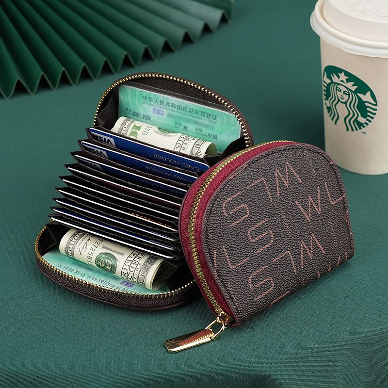 零钱包卡包二合一体包女士高档风琴式拉链名片夹信用卡套驾驶证