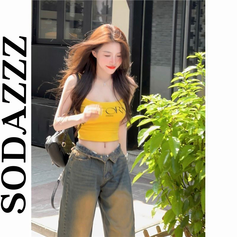 美式辣妹內搭吊帶背心女夏季新款修身無袖外穿字母印花短款上衣潮