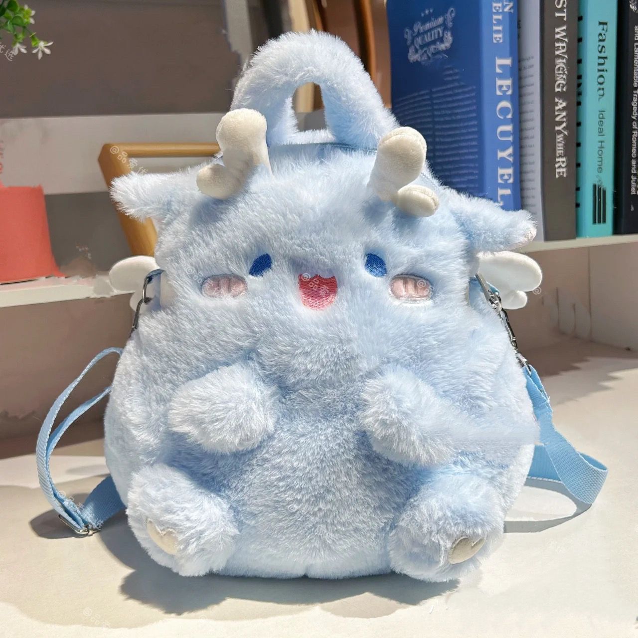 New Yellow Squatting Dragon Backpack Cute Plush Cartoon JK Lolita Student School Bag ins Doll_voghion.com