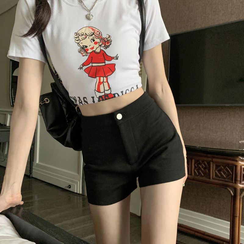 辣妹包臀褲子黑色高腰短褲女夏季薄款2023年新款小個子ins高街潮