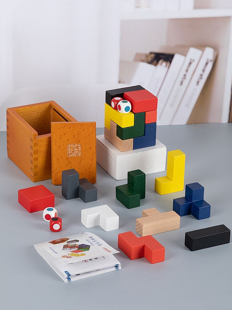 索玛方块立体形状积木拼图早教儿童智力木制玩具男女孩潘多拉魔盒