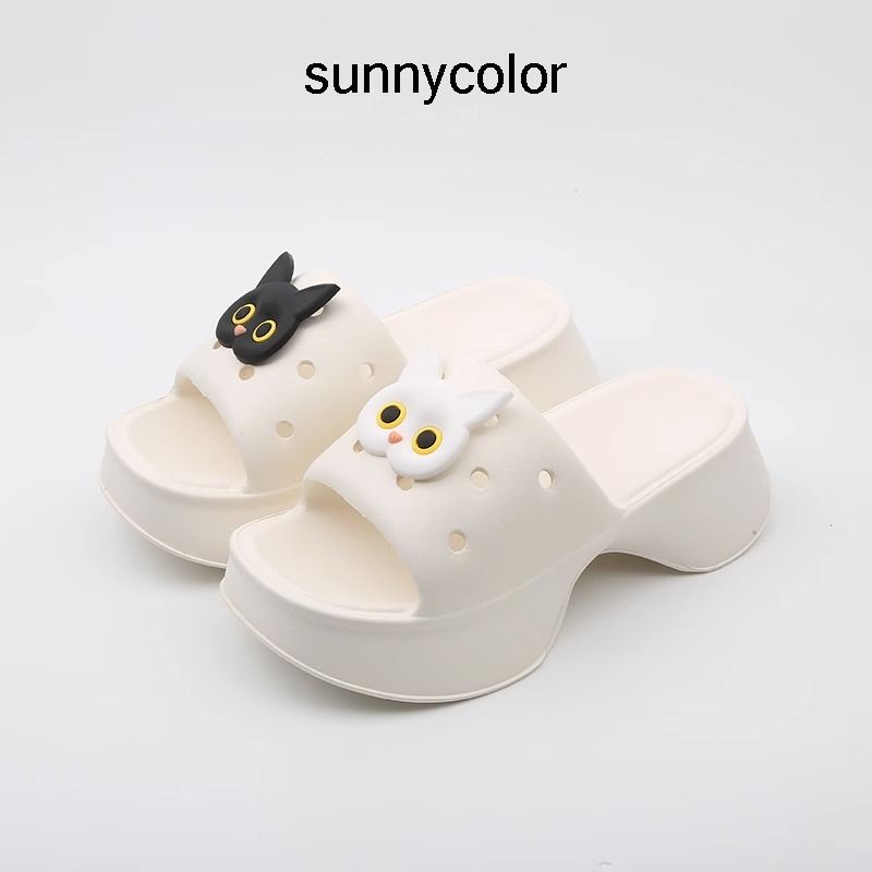 SUNNY COLOR slippers for women summer outer wear 2023 summer fashion casual platform thick sole heightening sandals and slippers