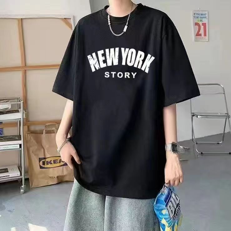100%純棉短袖t恤男寬鬆韓版美式上衣百搭男士大碼潮牌打底衫體恤
