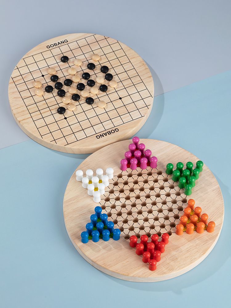 三格田早教跳跳棋儿童学生木制桌面游戏益智力五子棋玩具3岁以上
