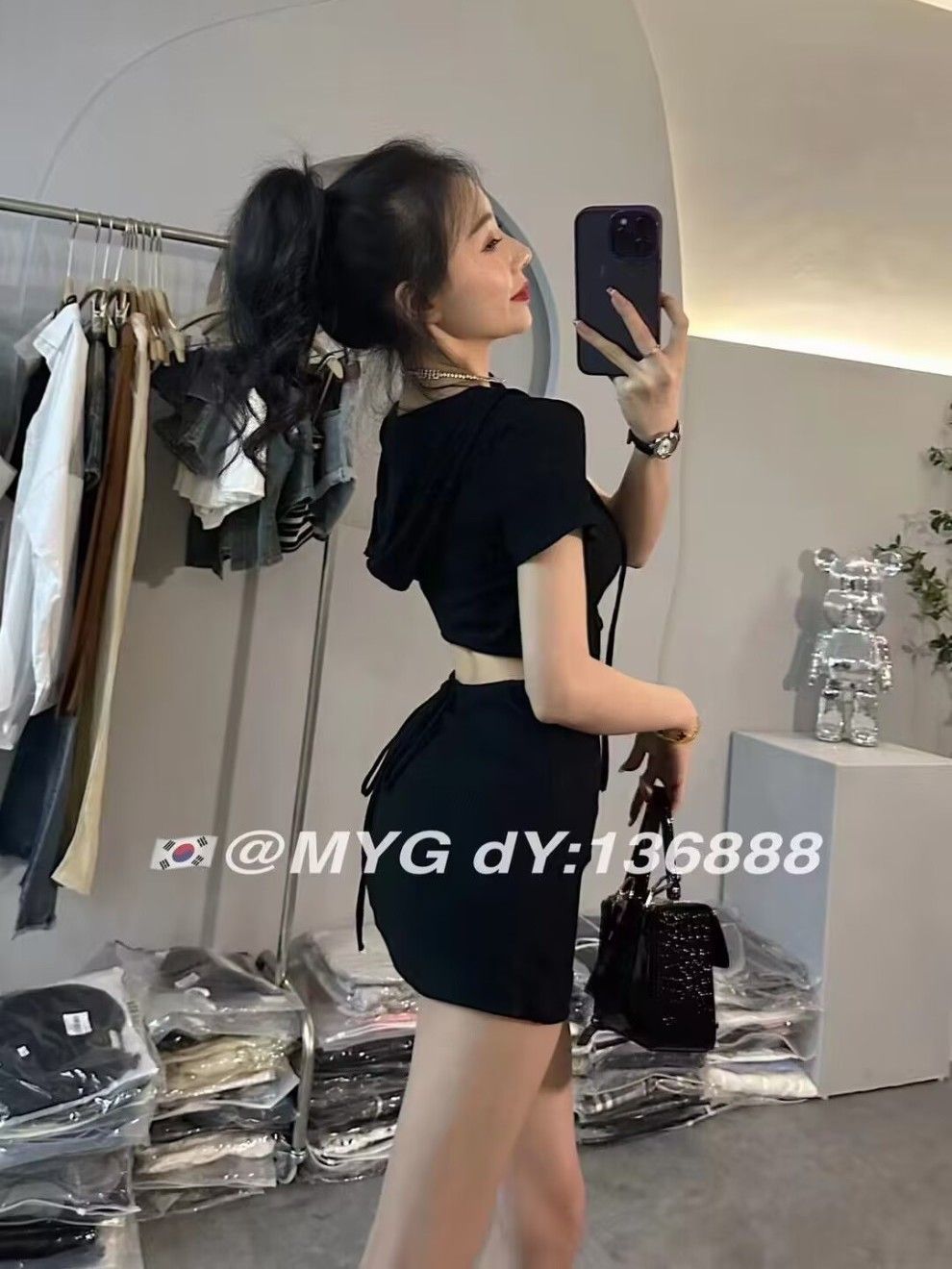 韓系時尚性感露背小個子連衣裙女2023新款夏季辣妹修身連帽包臀裙