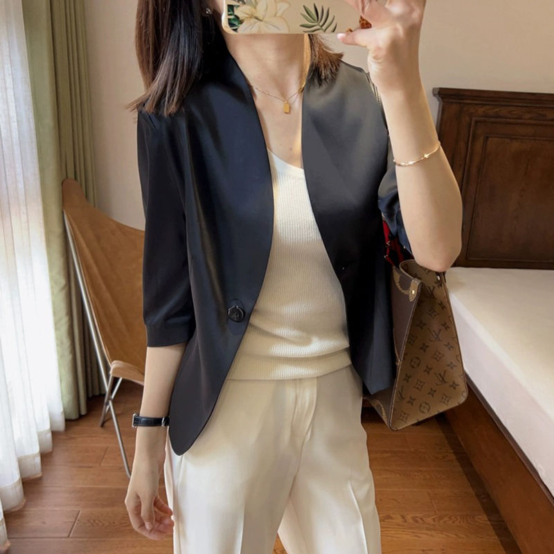 高檔西裝外套女高級感薄款2023新款氣質收腰休閒洋氣短款西服上衣