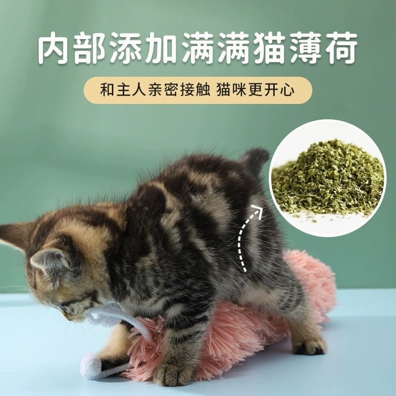 新款猫玩具自嗨解闷猫薄荷虫耐用幼猫磨牙麻布薄荷猫猫虫毛绒玩具