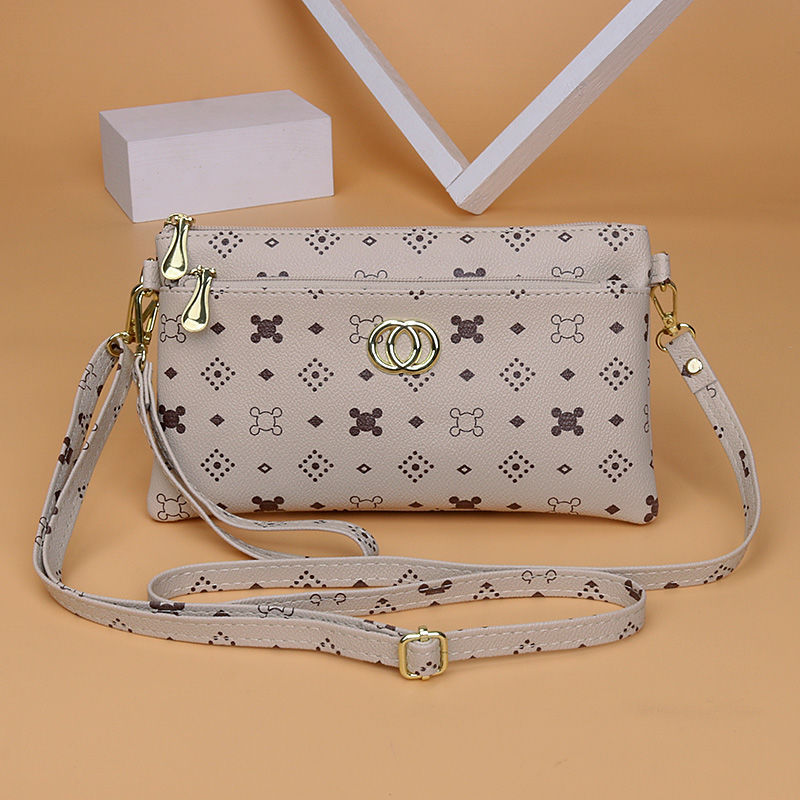 New fashion and simple women's cross-body bag, mother's high-end floral cross-body bag, clutch bag, mobile phone bag, dual-purpose bag
