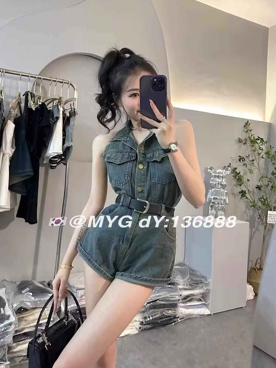 Korean Fashion Ladies Sleeveless Denim Top + High Waist Slim Wide Leg Shorts Women's New Summer Western Style Suit
