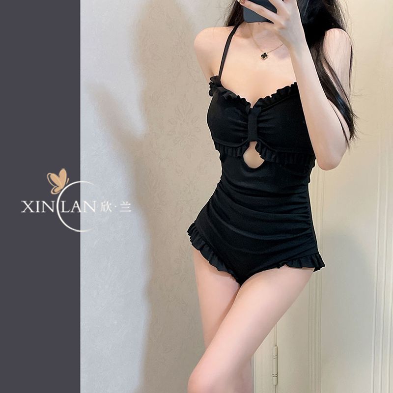  new summer long-sleeved swimsuit for women, belly-covering, slimming, conservative one-piece, super fairy ins style, high-end, anti-exposure