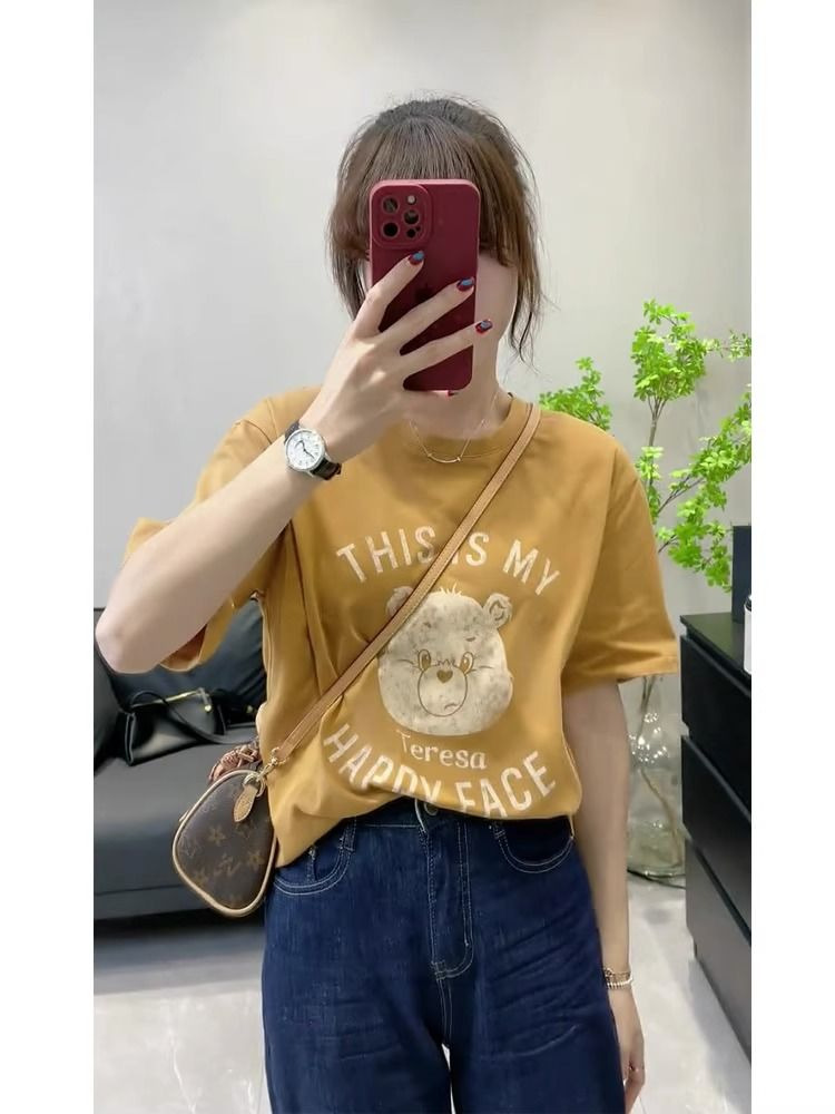 夏季新款胖妹妹大碼小眾洋氣減齡正肩遮肚子短袖t恤女上衣2-300斤