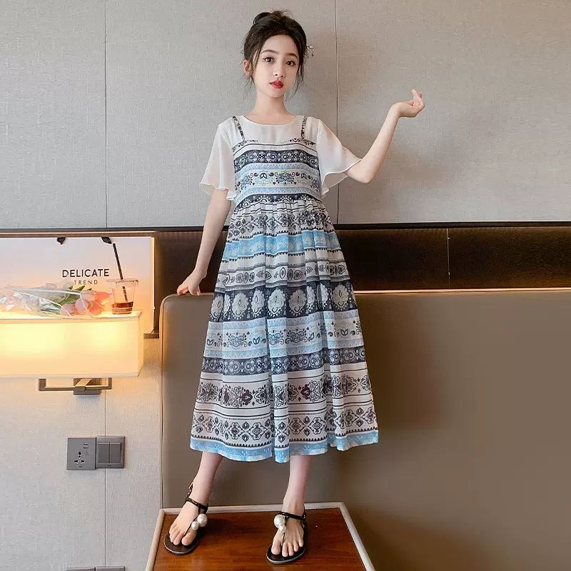 女童夏裝連衣裙兒童裙子夏天2024新款洋氣大童女孩夏季公主裙