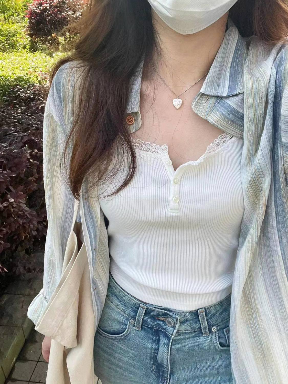 薄款條紋防曬襯衫女夏季新款時尚寬鬆休閒中長款襯衣外穿開衫上衣