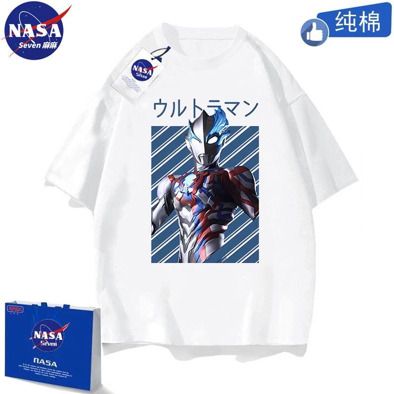 NASA Ultraman Clothes Boys Summer Cotton T-Shirt Cartoon Blaze Zero Short Sleeve Medium and Large Children's Clothing Class Clothes