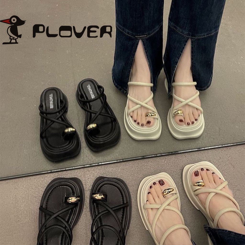 PLOVER拖鞋女外穿2023夏季網紅超火復古百搭小個子厚底套趾涼拖鞋
