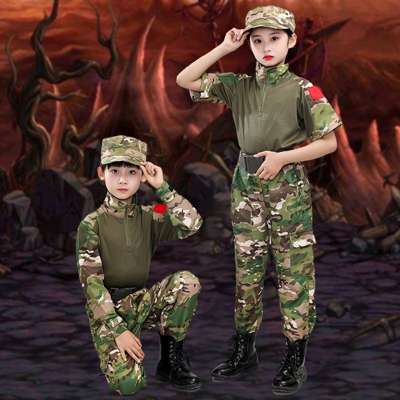儿童迷彩服套装蛙服男女童幼儿园夏令营战狼军训长短袖特种兵夏季