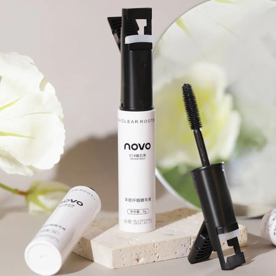 NOVO睫毛膏睫毛夾二合一纖長濃密卷翹防水防汗持妝不易掉色學生黨
