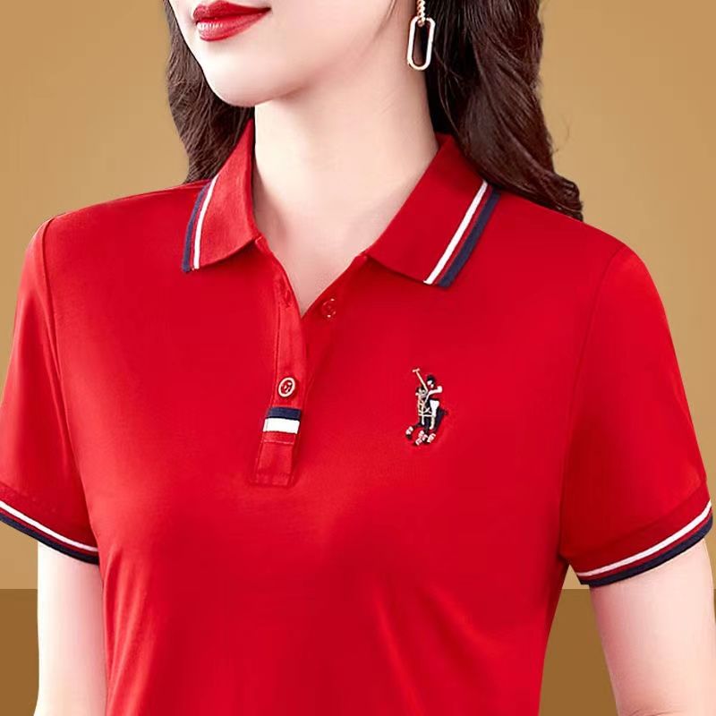 撿漏~外貿尾單大牌剪標撤櫃短袖t恤女媽媽夏季polo衫減齡上衣