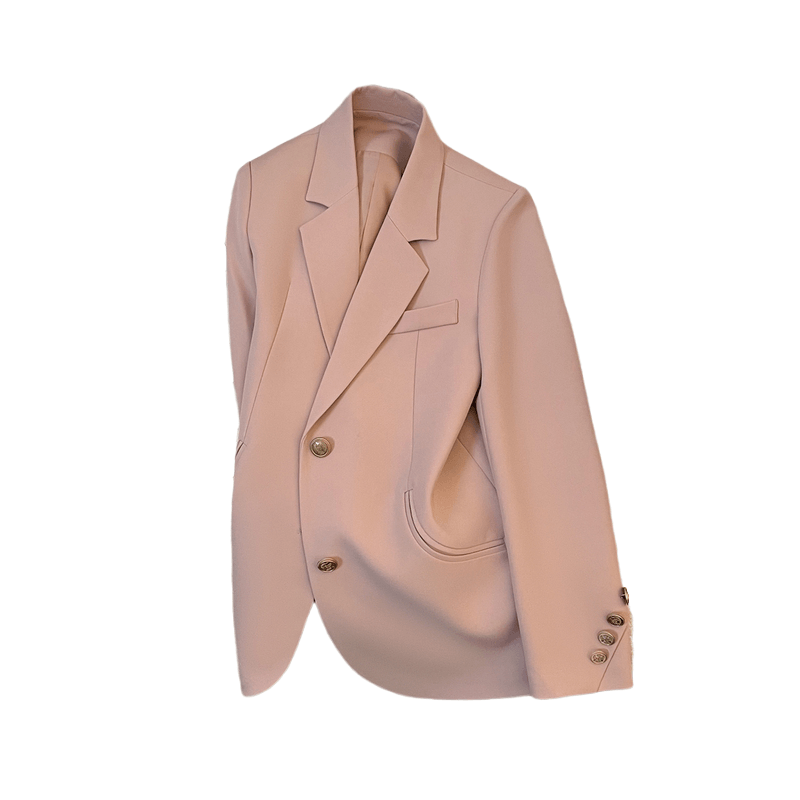 Pink suit jacket for women 2023 spring and autumn style gentle and sweet small casual and versatile small suit top