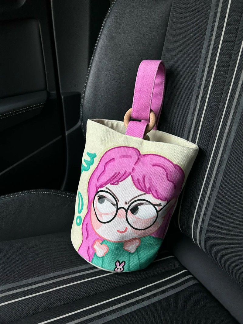 Portable handbag for office workers, canvas bucket bag, cute bucket-shaped hand-held lunch bag, mom’s outing handbag