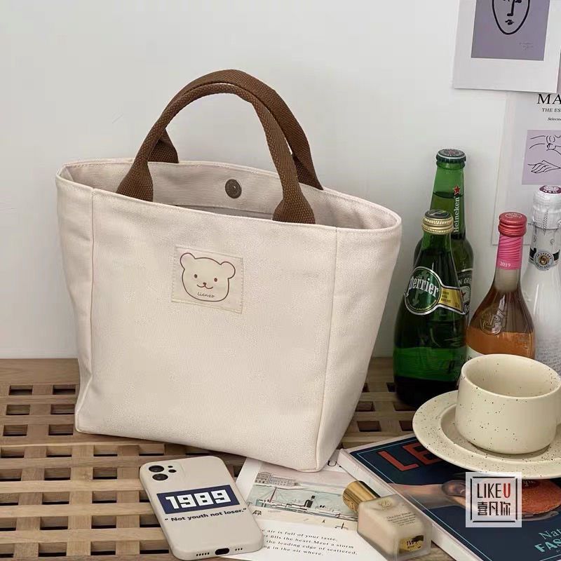 Original Japanese Bucket Canvas Bag Women's New Korean Version Versatile Ins Mori Shoulder Bag Lunch Box Bag