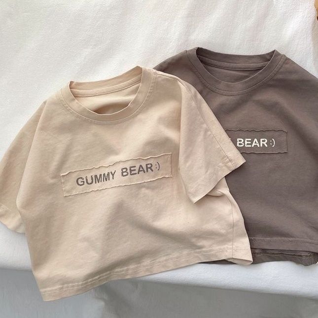 Summer children's style new style pure cotton short-sleeved loose t-shirt for boys and girls Korean style baby top T
