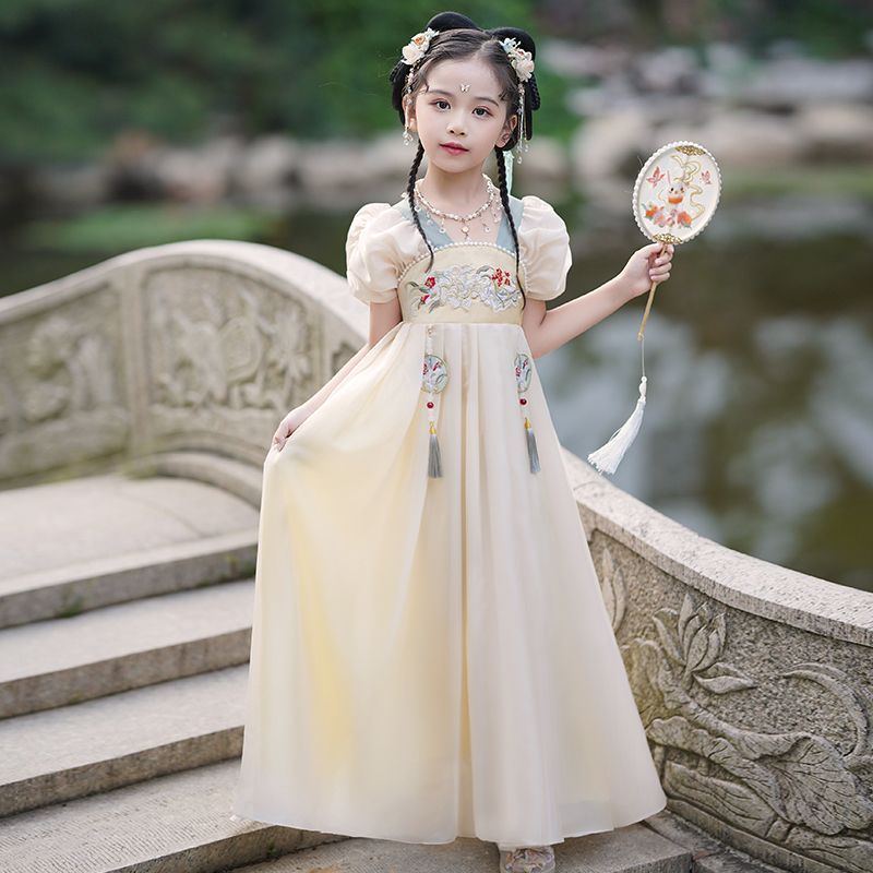 Hanfu girls dress summer dress 2023 new improved big children ancient style super fairy princess dress summer costume dress