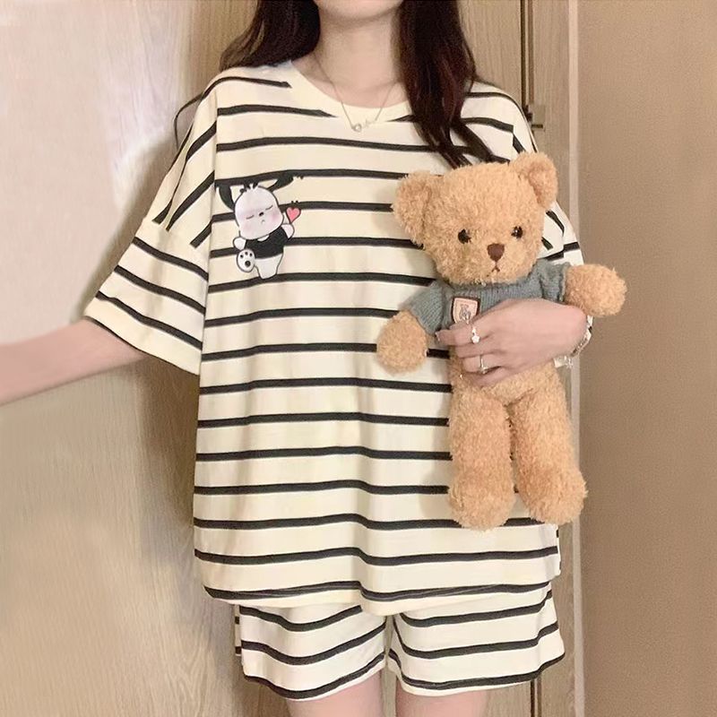 可愛純棉睡衣女帕恰狗2023年新款夏季天網紅風短袖卡通家居服套裝