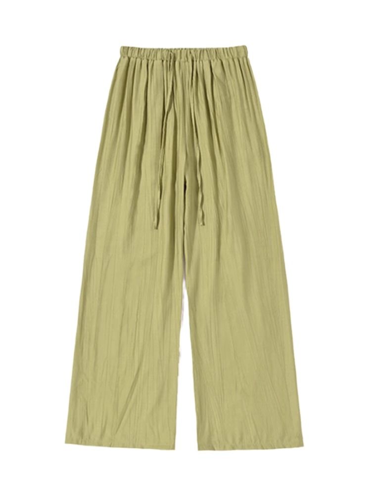 Ice silk thin pleated texture pants casual pants women's new summer loose high-waist drape straight wide-leg pants